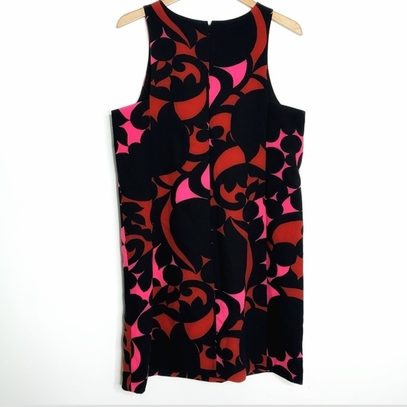 Ann Taylor Plus Size Shift Dress Sleeveless Retro Print Black Bright Pink Sz 16 - Picture 5 of 16